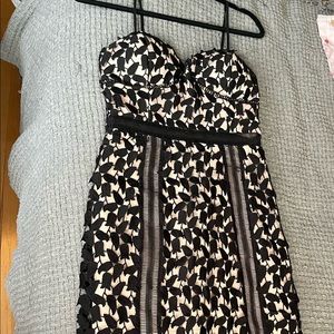 Black nude lace midi